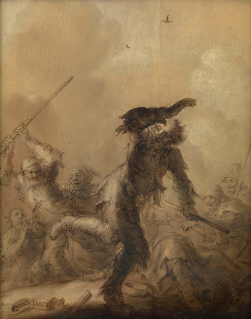 Gallery Edition study of Adriaen van de Venne's Dicing, Drabbing and Drinking Bring Man to Destruction.