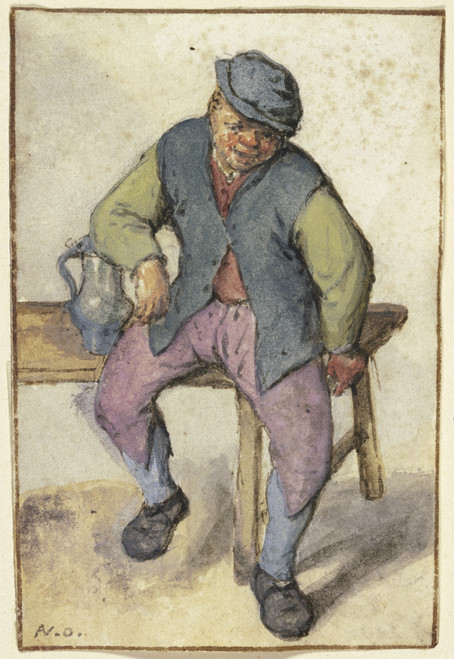 Gallery Edition study of Adriaen van Ostade's Auf einem Tisch sitzender Bauer.