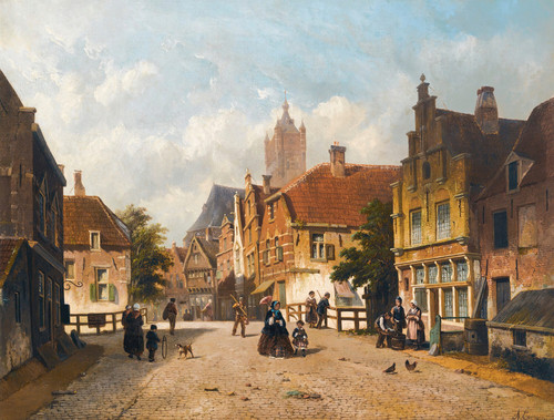 Gallery Edition study of Adrianus Eversen's A dutch street.