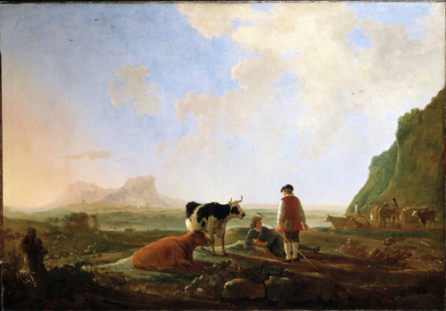 Gallery Edition study of Aelbert Cuyp's Herdsmen with Cows.