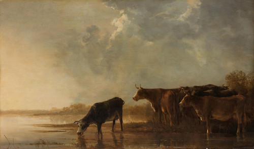 Gallery Edition study of Aelbert Cuyp's River Landscape with Cows.