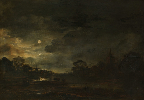 Gallery Edition study of Aert van der Neer's Landscape by Moonlight.
