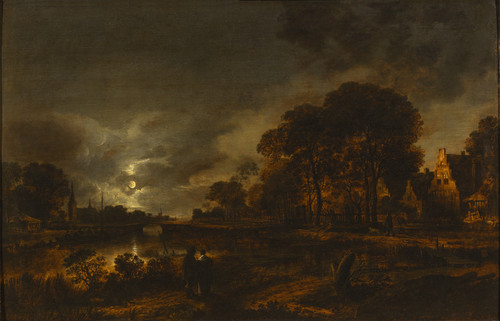 Gallery Edition study of Aert van der Neer's Moonlight Landscape.