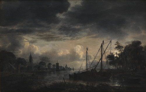 Gallery Edition study of Aert van der Neer's River Landscape in Moonlight.