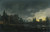 Gallery Edition study of Aert van der Neer's A Moonlit River Landscape With Figures Standing By A Gate, A Village Beyond.