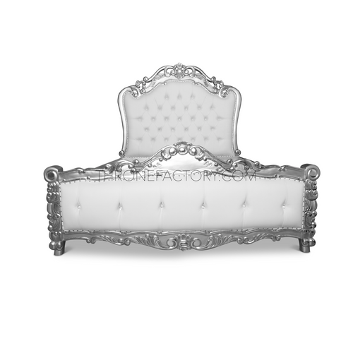 Baroque Bed (California King) - Antique Silver/Polar White