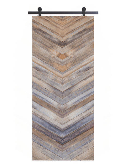 gray franklin reclaimed wood vertical herringbone barn door