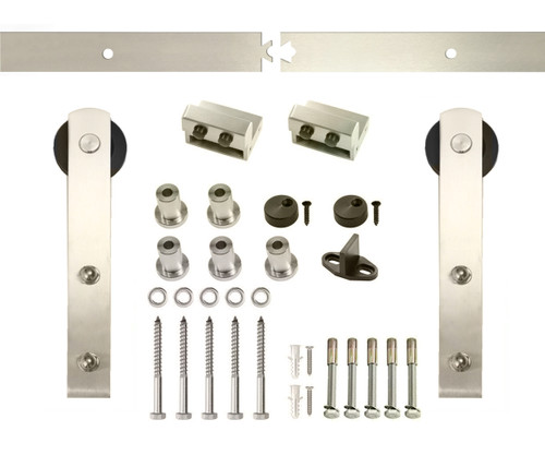 silver face mount front strap barn door hardware