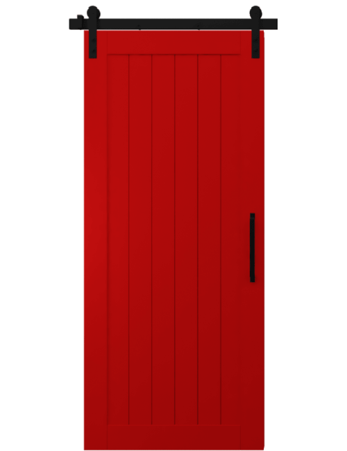 hudson red wood vertical full panel barn door