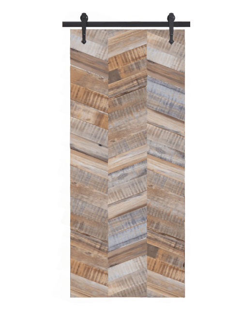 gray madison reclaimed wood triple herringbone barn door
