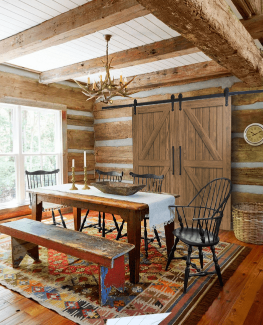 Stowe Double Sliding Barn Door - Lifestyle Dining Room Cabin