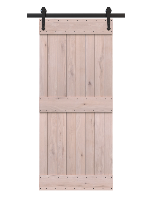 unfinished wood two panel rustic barn door