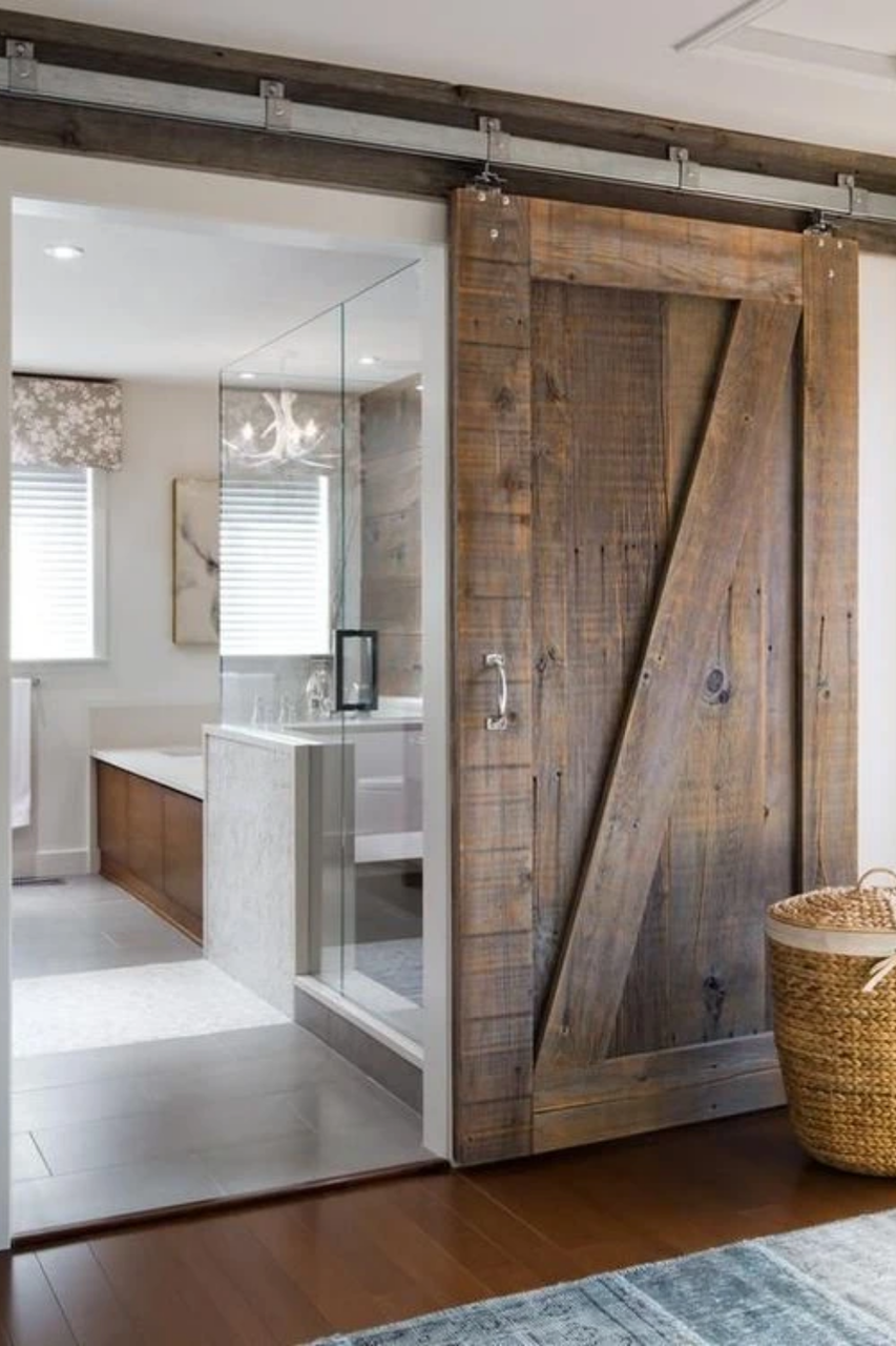 Locally sourced real wood Fully Custom Sliding bathroom Barn Door