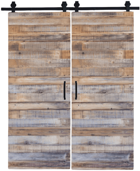 double reclaimed wood sliding barn door