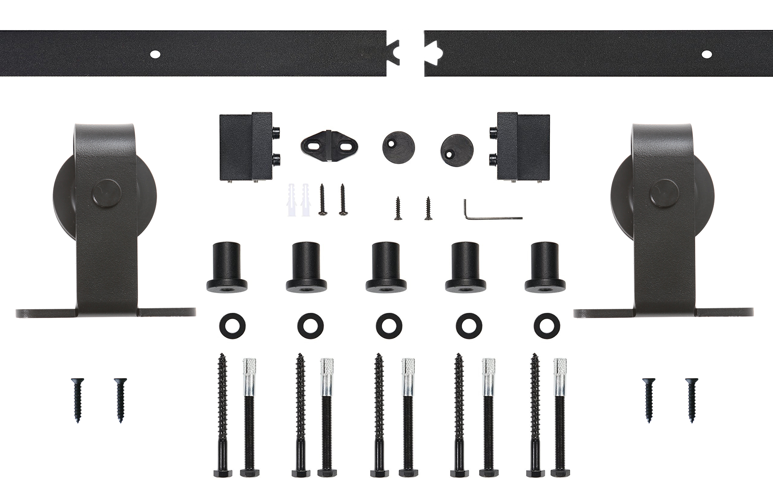 top mount classic barn door hardware black