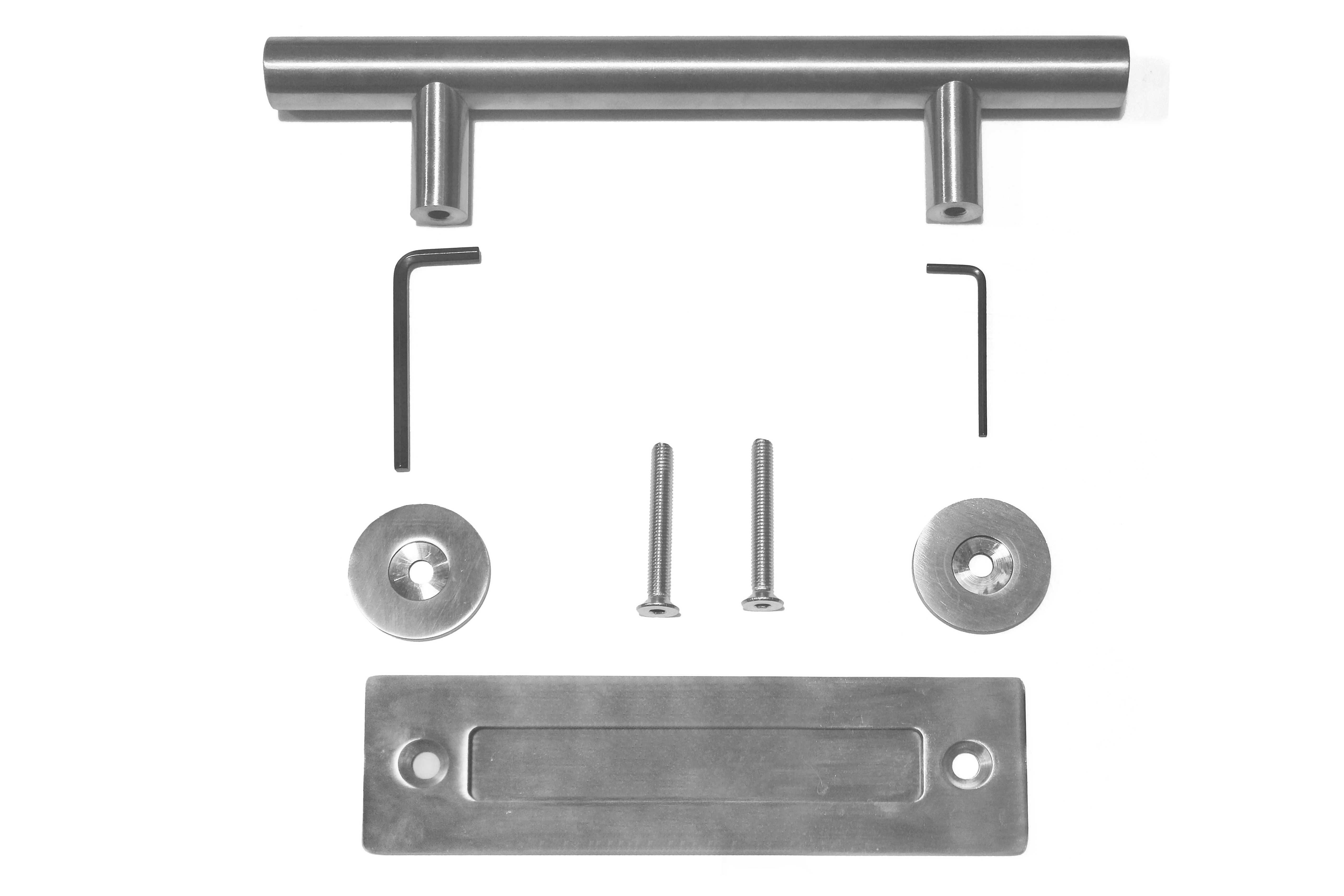 Satin Silver Modern Design Barn Door Handle with Flush Pull