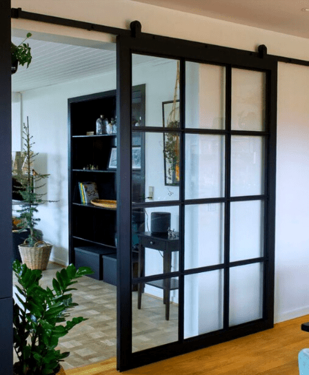 Metal Glass Sliding Barn Door 448X544