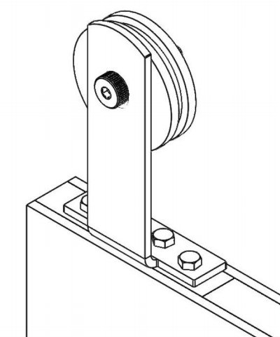 Sliding barn door top mount roller installation