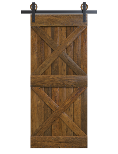 walnut stained double x board and batten door