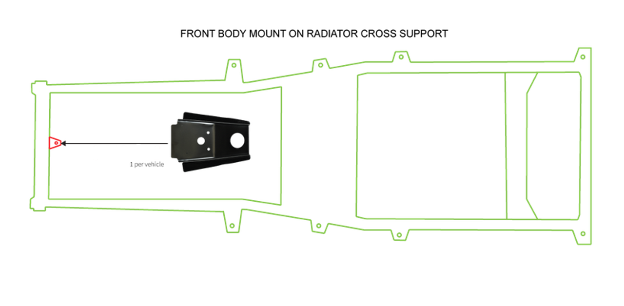 1987-1995 Jeep Wrangler YJ Frame Front Body Mount