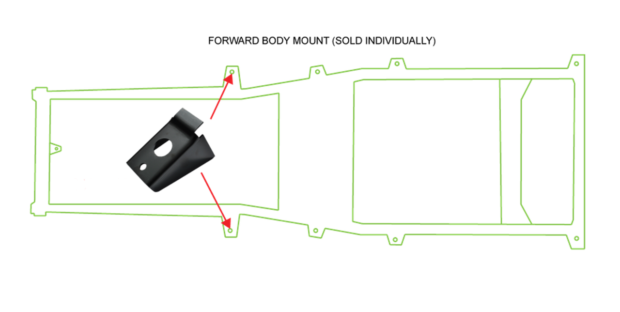 1987-1995 Jeep Wrangler YJ Forward Body Mount (Sold As Each)