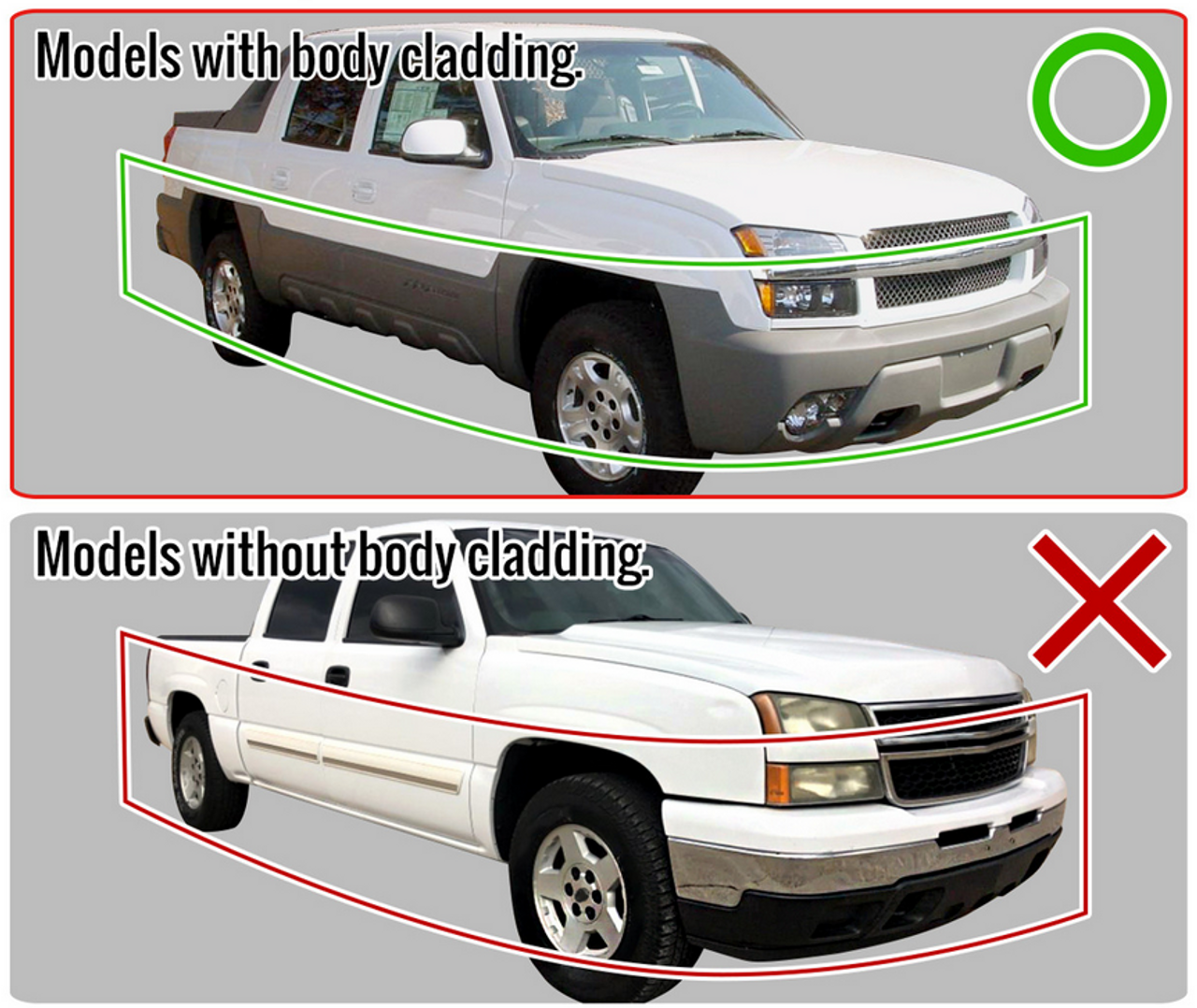 Lh Rh  2002-2006 Avalanche Slip-On Rockers With Quarter Front Sections Models With Cladding