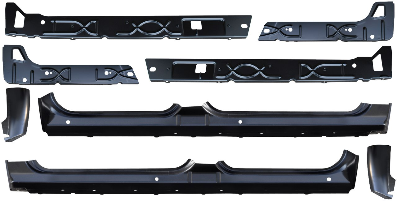 2007-2013 Chevy & Gmc Pickup Complete Rocker Panel Cab Corner KIT For 4 Door Crew Cab