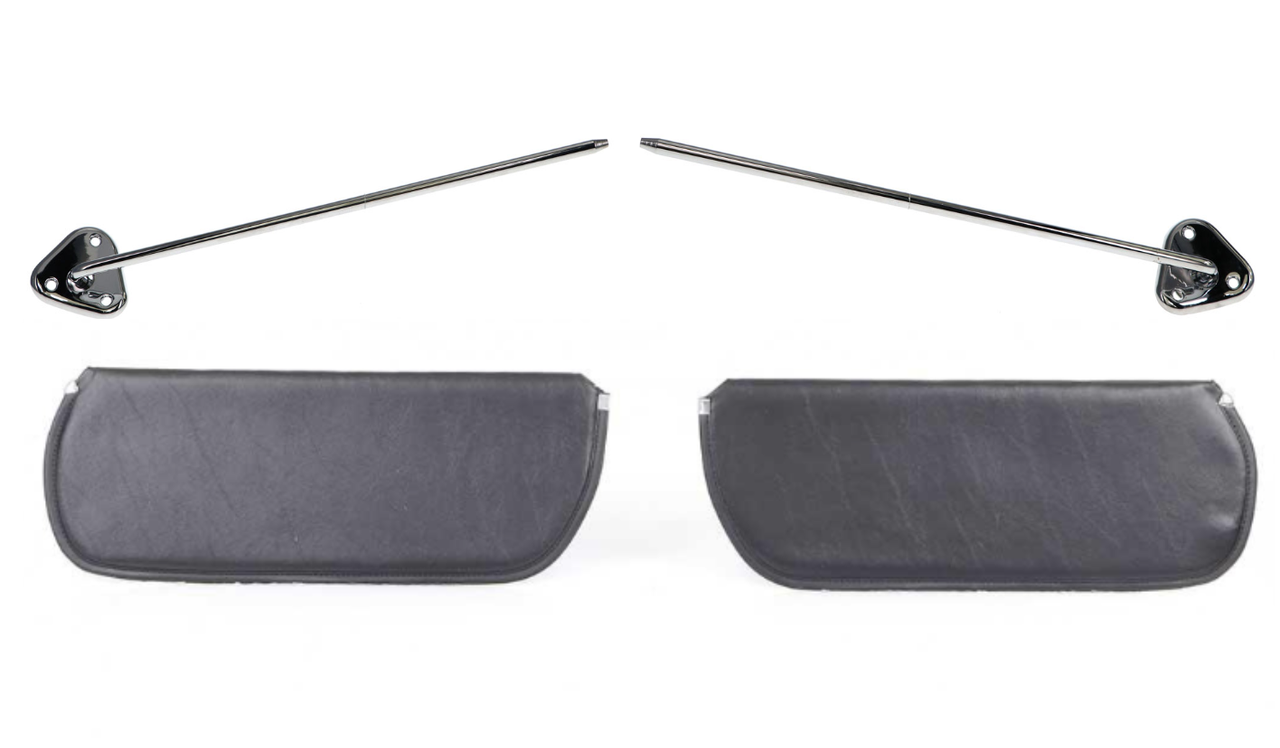 Black Sun Visor and Chrome Rod 4 Pc Set- 73-87 Chevy GMC Truck