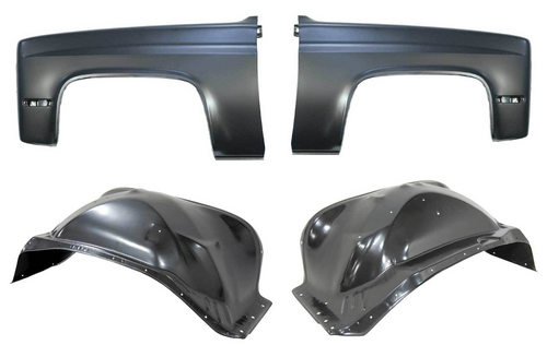 1981-1987 Chevy Gmc Truck Premium Steel Front Fenders & Inner Fenders 4Pc Set