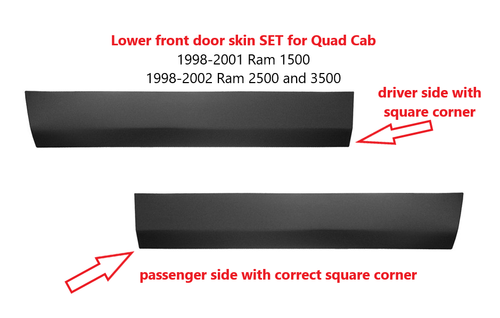 1998-2001 Dodge Ram Front Lower Door Skin SET For 4 Door Quad Cab