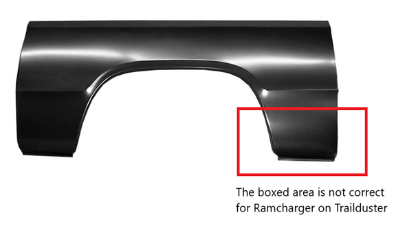 Rh 1981-1993 Dodge Ram Rear Quarter Extended Wheelarch