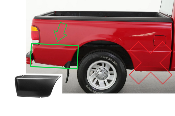 Rh 1993-2011 Ford Ranger Bedside Lower Rear Section 6 Foot Bed