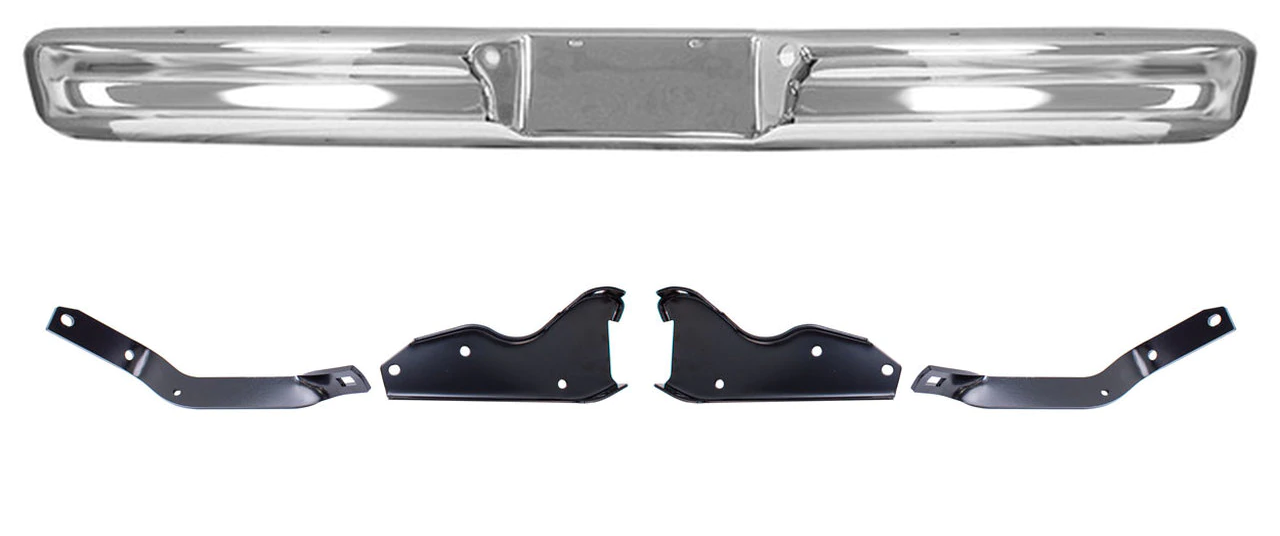 1964-1972 Ford Styleside Pickup Chrome Rear Bumper Assembly With Brackets img