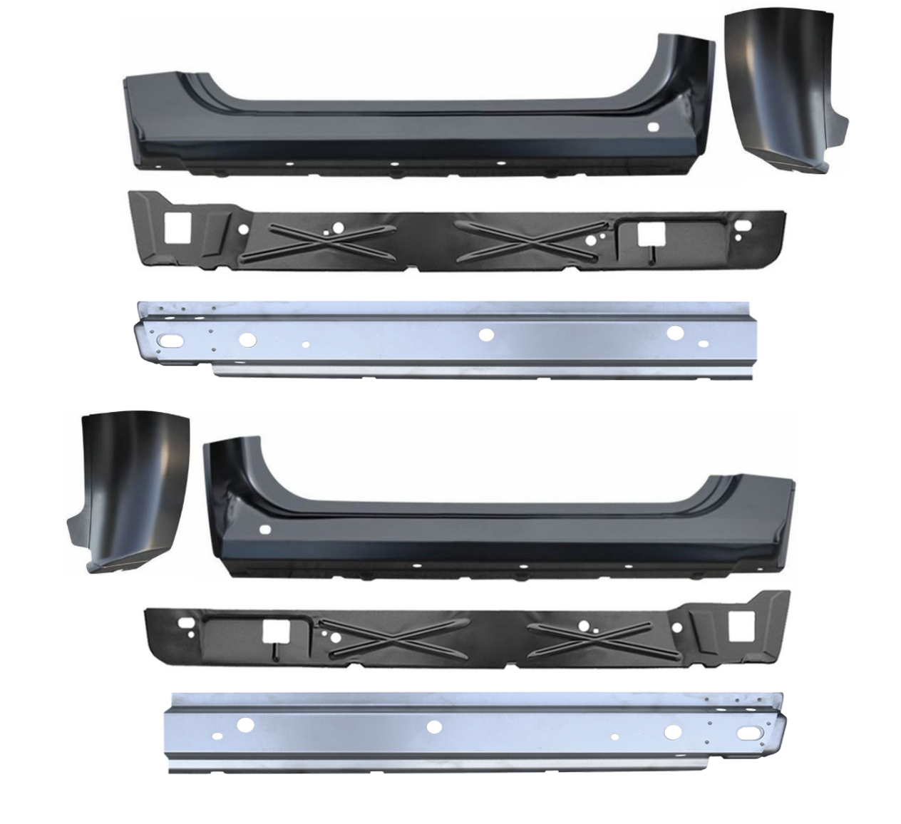 2007-2013 Chevy Gmc Pickup Inner Outer Rocker Panel Cab Corner 8 Pc Set (2 Door img