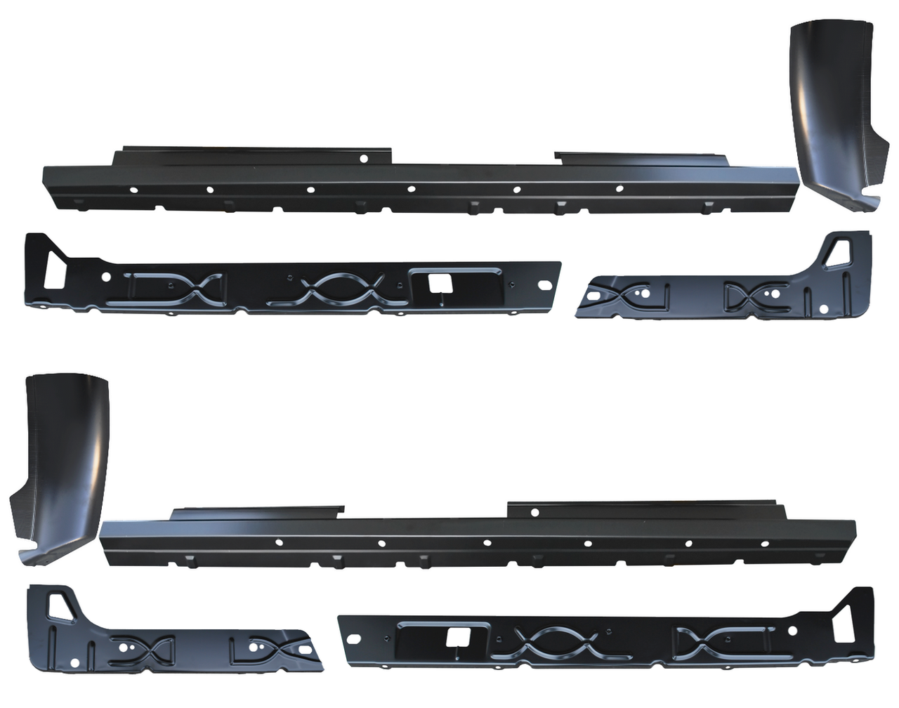 2007-2013 Chevy Gmc Pickup Crew Cab Slip-On Rockers, Inner Rockers Cab Corners img