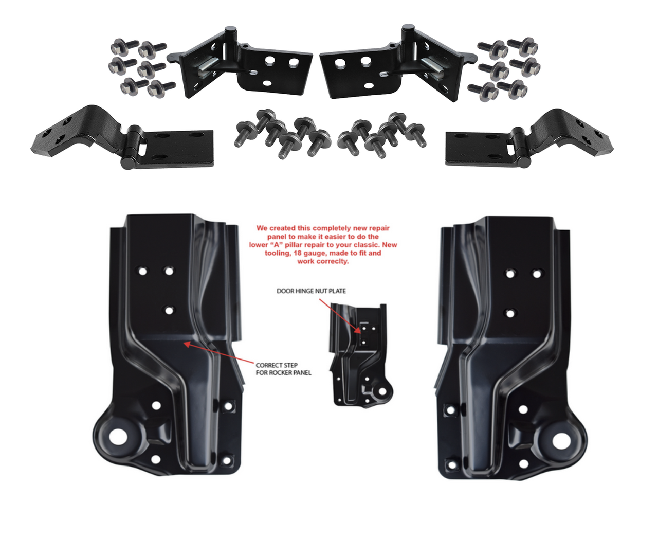1967-1972 Chevy Gmc Truck Premium Lower Front Door Pillar & Hinge SET img