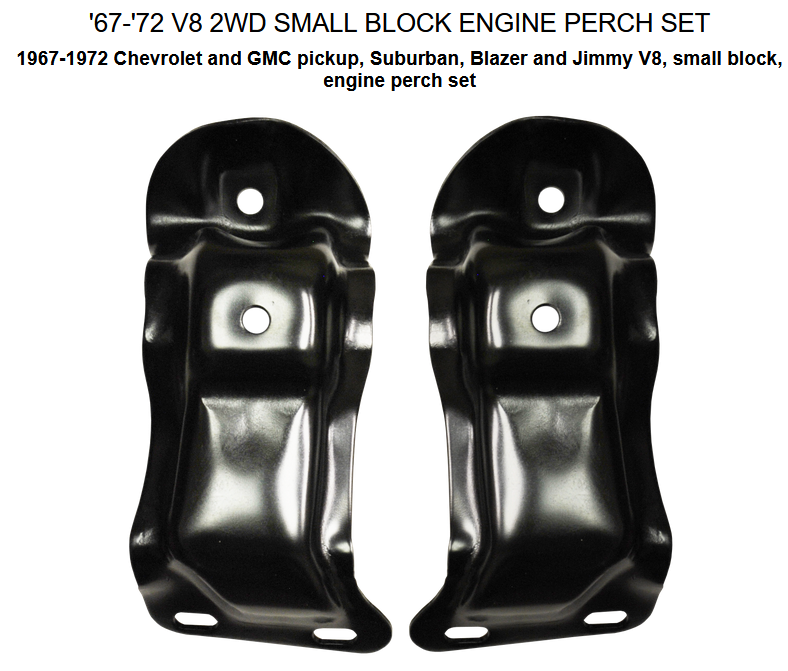 Engine Perch Set 67-72 Chevy GMC Truck Small Block V8 2WD img