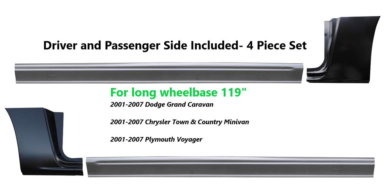 2001-2007 Dodge Chrysler Grand Caravan Slip-On Rocker Panel Dogleg SET img
