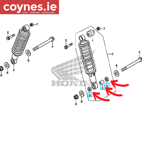 trx520 rear shock bushings