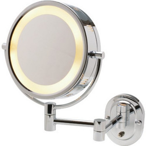 8" Wall Mount Lighted Mirror-Chrome-Dw