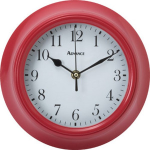 9" Plastic Wall Clock Red Glass Lens