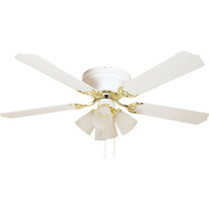 52" Clng Fan Hm White/Plshd Brass Tlp Lgt