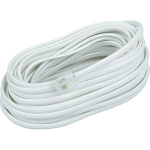25' White Flat Telephone Base Cord