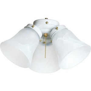 Ceiling Fan Lt Kit, White, Alabaster Glass