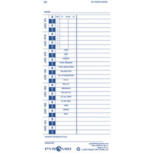 3 X 9 Pyramid Time Cards Pk/100
