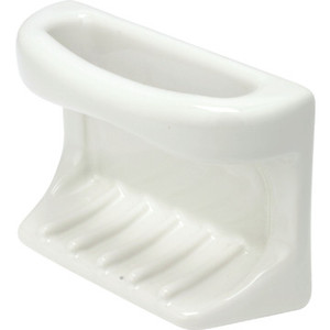White Porcelain Soap Holder With Rag Bar Tile-in Mount