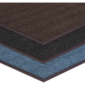 3 x 10' Indoor Floor Mat Charcoal Apache Chevron Ribbed