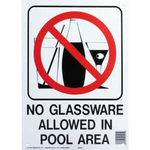Pool Sign "No Glassware Allowed In Pool Area"
