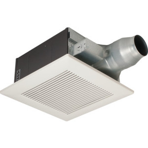 WhisperFit fan, 80 CFM, 0.8 sone, fits in 2 x 6 construction or larger