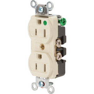 15 Amp Hospital Grade Duplex Receptacle in Ivory